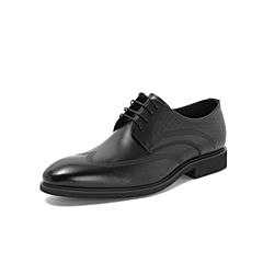 Belle/百丽商场同款黑色布洛克雕花牛皮革系带正装男皮鞋5US01CM8