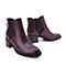 BELLE/百丽商场同款荔纹小牛皮革切尔西靴女短靴（绒里）BWM42DD8