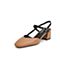 BELLE/百丽夏商场同款牛皮革/超纤粗高跟女凉鞋T6Q1DBH9