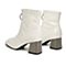 BELLE/百丽冬商场同款前拉链皱漆女皮短靴(单里)3G248DD9