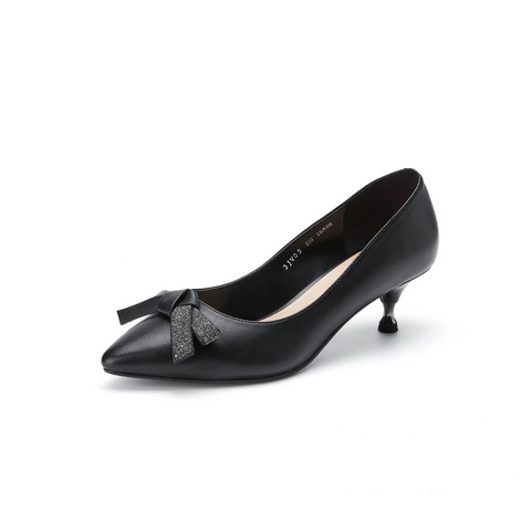 BELLE/百丽商场同款羊皮革女细高跟皮单鞋3JV05AQ0