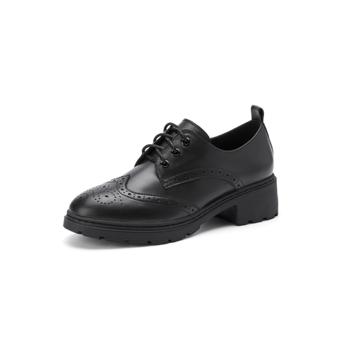 百丽布洛克皮鞋女春季新品商场同款英伦风单鞋3K521AM0