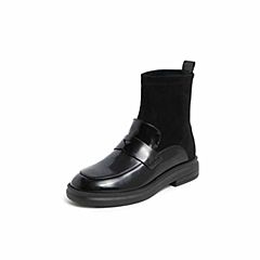 BELLE/百丽2020春新商场同款人造革/纺织品女袜靴皮靴3NJ60AZ0