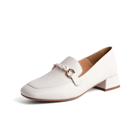 百丽粗跟乐福鞋女2021商场同款英伦风皮革女小皮鞋3E727AA1