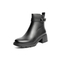 百丽时装靴女2021冬新款商场同款牛皮革皮带扣粗跟短靴3N942DD1