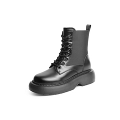 百丽马丁靴女2021冬新款商场同款拼接厚底小短靴加绒X2S2DDZ1