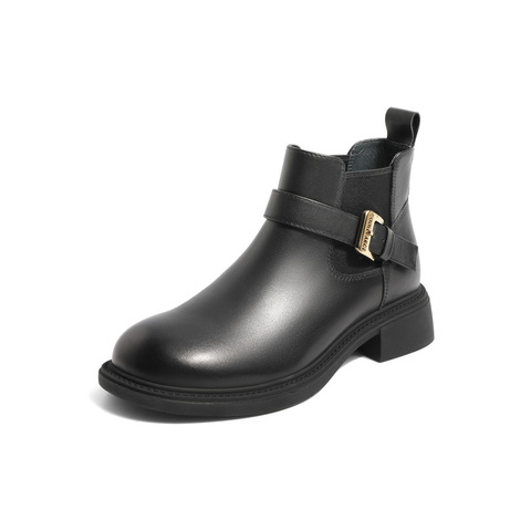 百丽皮带装饰切尔西靴女2022冬新商场同款秀气短靴Y5P1DDD2