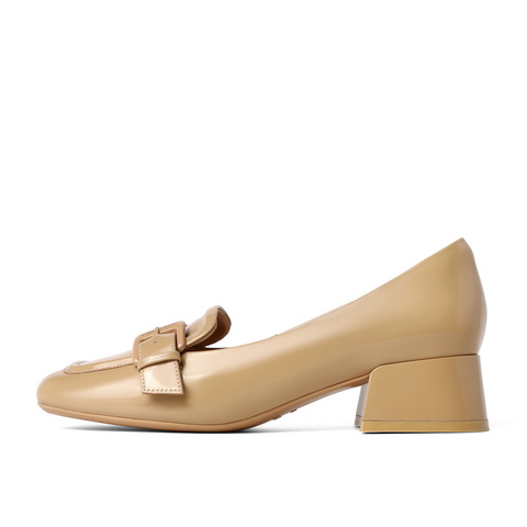 百丽南法风情乐福鞋女2023春新商场同款漆皮粗跟单鞋Z1M1DAA3