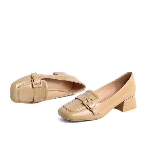 百丽南法风情乐福鞋女2023春新商场同款漆皮粗跟单鞋Z1M1DAA3