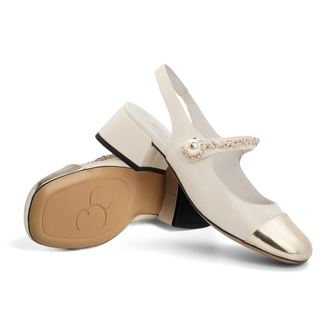 百丽金属拼接玛丽珍鞋女2023夏新商场同款小香包头凉鞋B1200BH3