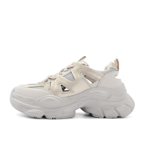 百丽金属风老爹鞋女23秋新商场同款透气网面厚底鞋A1K1DCH3