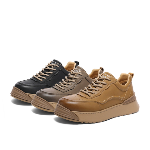 百丽时尚潮搭休闲鞋男2023冬季新款轻便百搭复古低帮板鞋A1345DM3