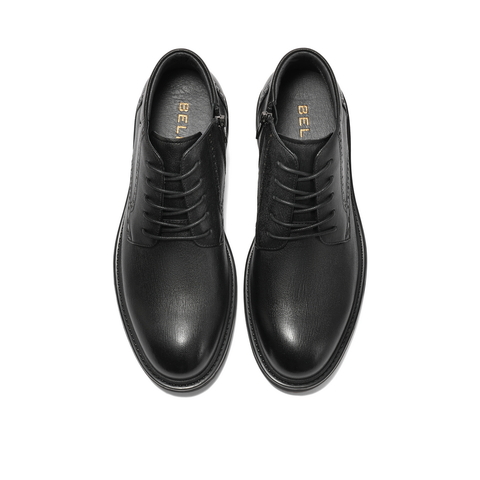 百丽质感商务靴男士2023冬新商场同款羊皮革正装皮鞋加绒D1T56DD3
