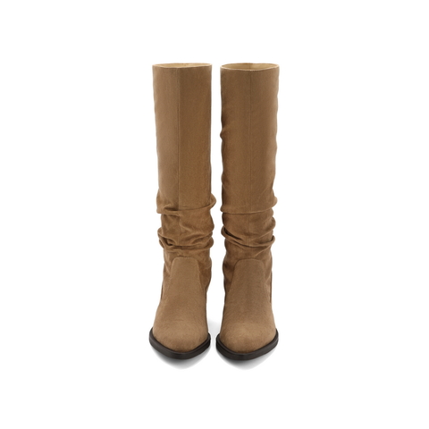 百丽复古骑士靴女2023冬新商场同款高筒西部堆堆靴BCY76DG3