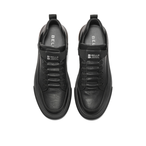 百丽时尚休闲鞋男2023冬新商场同款舒适高帮板鞋低靴加绒D3M40DD3