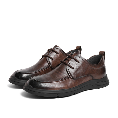 百丽酷雅商务鞋男2023冬新牛皮革职场通勤系带休闲皮鞋A1335DM3