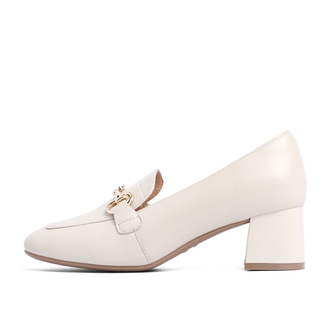 百丽舒适乐福鞋女2023春新羊皮革简约百搭通勤高跟单鞋B0963AA3