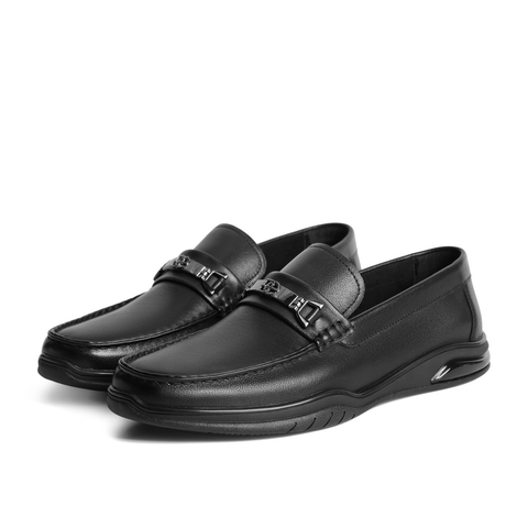 百丽一脚蹬休闲豆豆鞋男2023秋牛皮革爸爸鞋套脚商务皮鞋A1643CM3