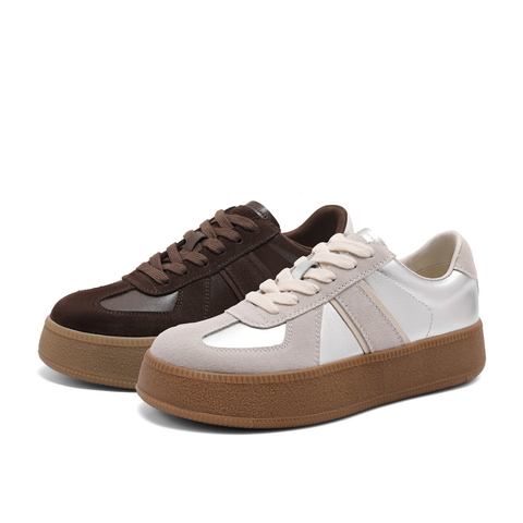 百丽复古德训鞋女2023秋新厚底增高休闲板鞋B1301CM3