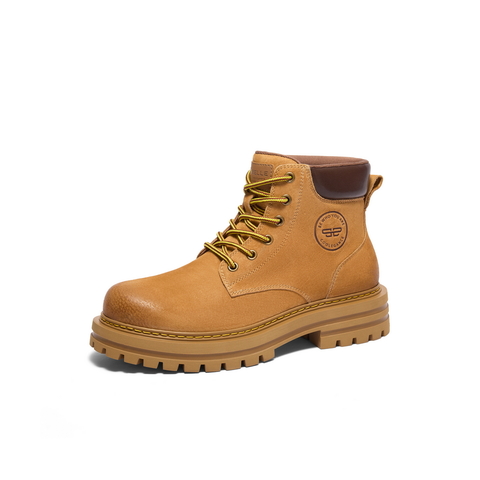 百丽复古潮流休闲靴男靴2023冬户外徒步工装靴大黄靴加绒A1762DD3