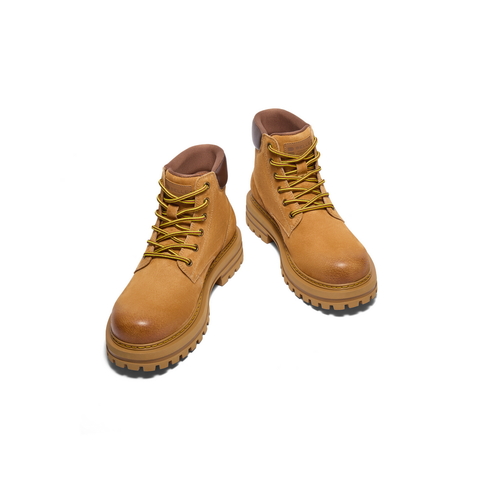 百丽复古潮流休闲靴男靴2023冬户外徒步工装靴大黄靴加绒A1762DD3