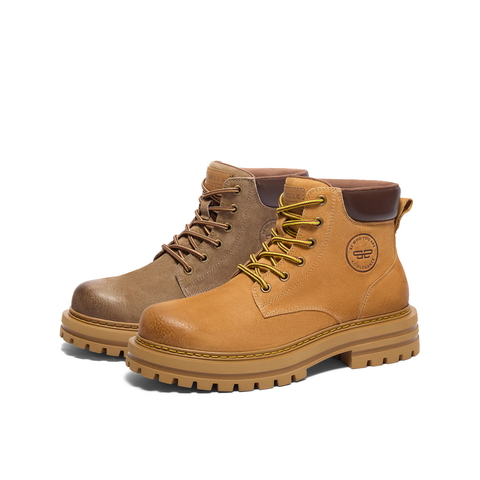 百丽复古潮流休闲靴男靴2023冬户外徒步工装靴大黄靴A1762DD3