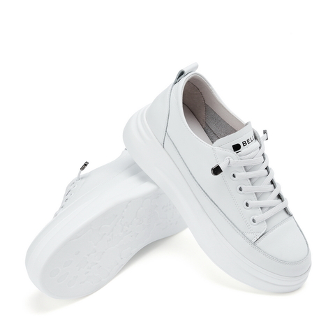 百丽厚底小白鞋2023商场同款女套脚简约减龄休闲板鞋U8N1DAM3