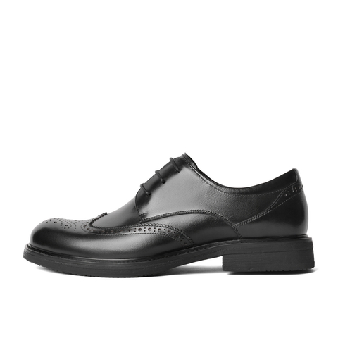 百丽布洛克商务鞋男士2024春季新牛皮革雕花质感正装皮鞋A1378AM4