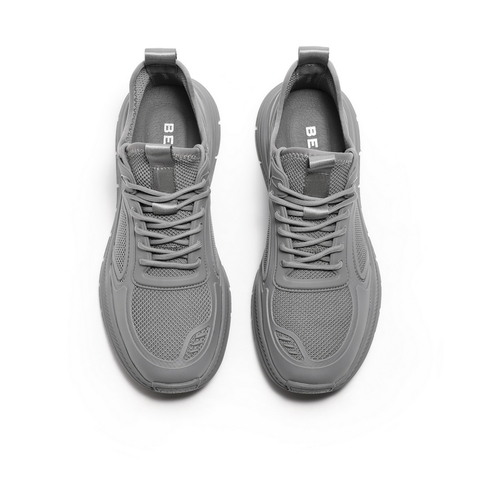 百丽透气网面休闲鞋男鞋2024春季新款厚底舒适户外运动鞋A1363AM4