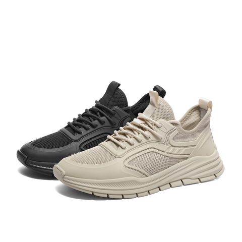 百丽透气网面休闲鞋男鞋2024春季新款厚底舒适户外运动鞋A1363AM4