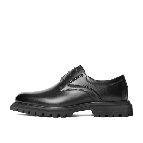 百丽通勤商务鞋男士2024春季新款牛皮革厚底轻便正装皮鞋A1417AM4