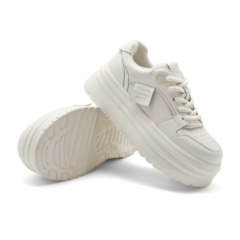 百丽时尚百搭面包板鞋女24春新厚底圆头休闲鞋B1811AM4