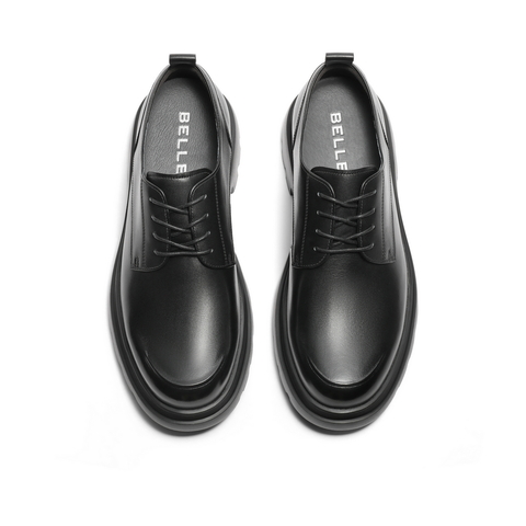 百丽厚底商务德比鞋男士2024春季新款牛皮革通勤正装皮鞋D7Y02AM4