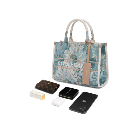 百丽包包2024夏新款复古重工刺绣单肩斜挎手提小号托特包X9324BX4