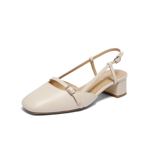 百丽方头时尚包头凉鞋女24夏新商场同款真皮优雅凉鞋BWK38BH4