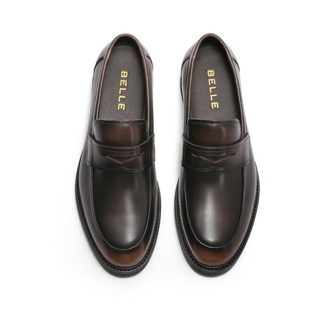 百丽通勤商务鞋男士2024春新牛皮革套脚婚鞋正装乐福皮鞋A1376AM4