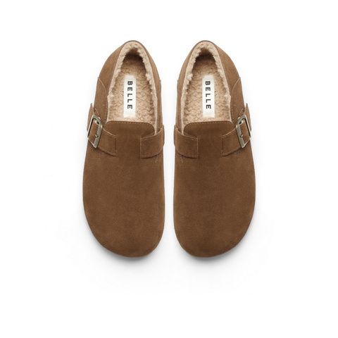 百丽方扣百搭勃肯鞋女24春新真皮保暖舒适鞋B1737AM4