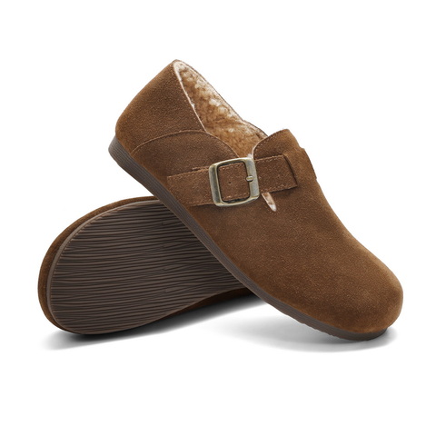 百丽方扣百搭勃肯鞋女24春新真皮保暖舒适鞋B1737AM4