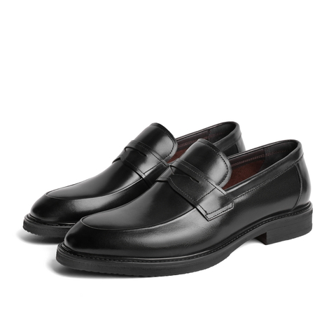 百丽通勤商务鞋男士2024春新牛皮革套脚婚鞋正装乐福皮鞋A1376AM4