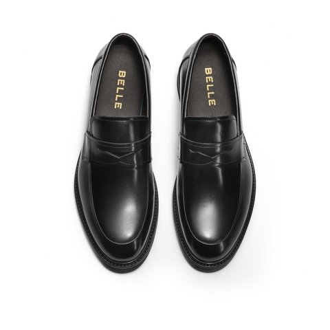 百丽通勤商务鞋男士2024春新牛皮革套脚婚鞋正装乐福皮鞋A1376AM4