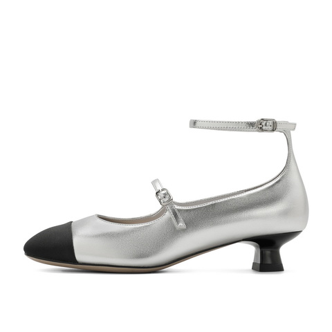 百丽小香风玛丽珍鞋女24春新商场同款猫跟一字扣带单鞋3CA11AQ4