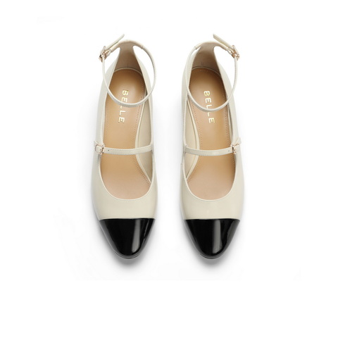 百丽小香风玛丽珍鞋女24春新商场同款猫跟一字扣带单鞋3CA11AQ4