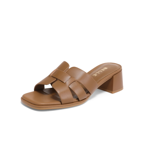 百丽简约方头一字拖女24夏新商场同款编织休闲拖鞋A8Z1DBT4