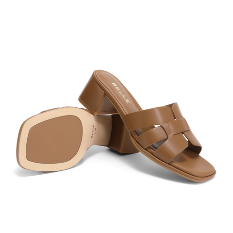 百丽简约方头一字拖女24夏新商场同款编织休闲拖鞋A8Z1DBT4