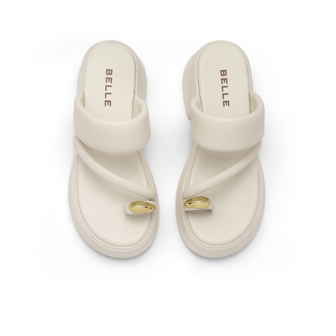 百丽休闲人字拖鞋女24夏新真皮粗跟增高夹脚凉鞋B1782BT4