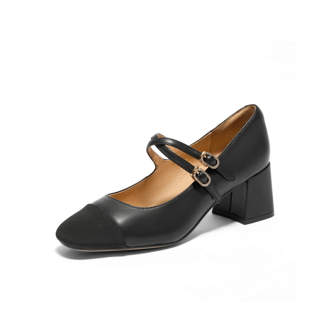 百丽小香风玛丽珍鞋女2024秋商场同款优雅粗跟通勤单鞋B5P1DCQ4