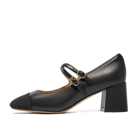 百丽小香风玛丽珍鞋女2024秋商场同款优雅粗跟通勤单鞋B5P1DCQ4