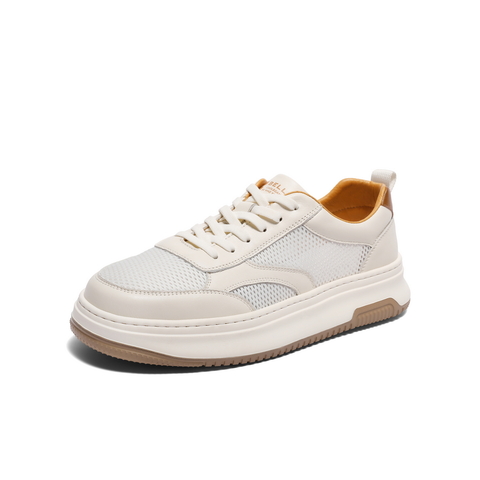 百丽时尚百搭小白鞋男2024夏新轻便厚底网面透气休闲板鞋8LQ01BM4