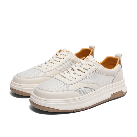百丽时尚百搭小白鞋男2024夏新轻便厚底网面透气休闲板鞋8LQ01BM4
