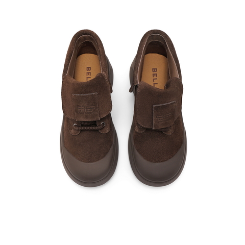 百丽增高厚底高帮鞋女2024冬新舒适复古鞋B2165DM4